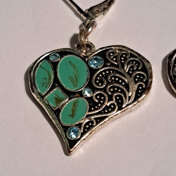 heart earrings silver and turquoise color - Picture 2 of 7